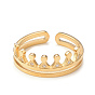 Bague de manchette ouverte couronne strass cristal, placage ionique (ip) 304 bijoux en acier inoxydable pour femmes