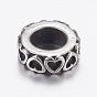 304 Stainless Steel Beads, Flat Round with Heart
