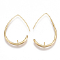 Brass Earring Hooks, For Half Drilled Beads, Nickel Free, Real 18K Gold Plated