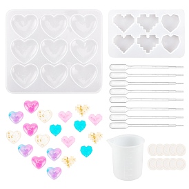 SUNNYCLUE DIY Silicone Molds Kits, Resin Casting Moulds, For UV Resin, Epoxy Resin Jewelry Making, with Plastic Pipettes, Silicone Measuring Cup, Latex Finger Cots