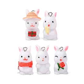 Непрозрачные подвески смолы, очарование кролика, с железной платиной петлей