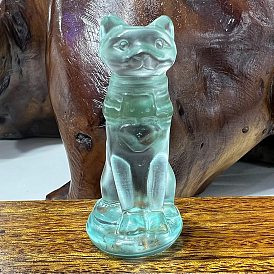 Glass Carved Egyptian Cat Figurines, for Home Desktop Decoration