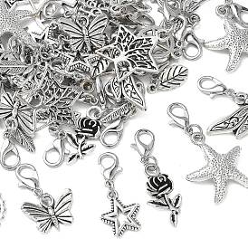 12шт 6 стиль сплав подвесные украшения, Сплав с застежками когтя омара, разнообразные