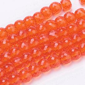 Transparent Glass Beads Strands, Faceted, Drum