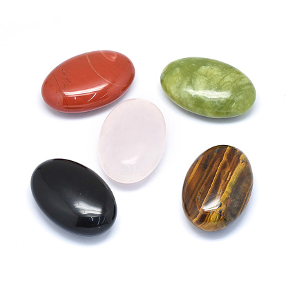 Mixed Gemstone Healing Massage Palm Stones, Pocket Worry Stone, for Anxiety Stress Relief Therapy, Oval