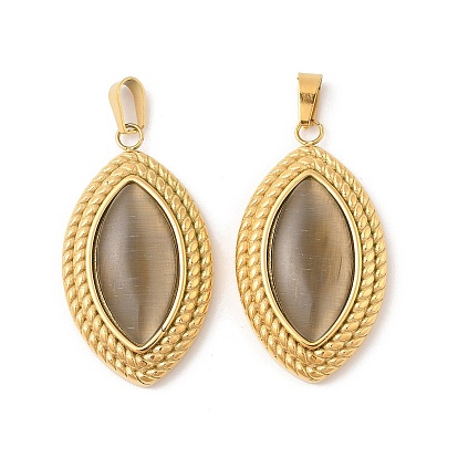 304 подвески из нержавеющей стали, подвески из конского глаза, ионное покрытие (ip), с кошачий глаз