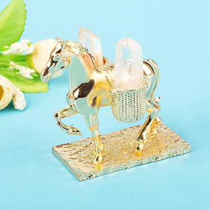 Украшения из необработанных натуральных драгоценных камней, Шахтеры из сплава и подставка для лошади для украшения дома по фэн-шуй