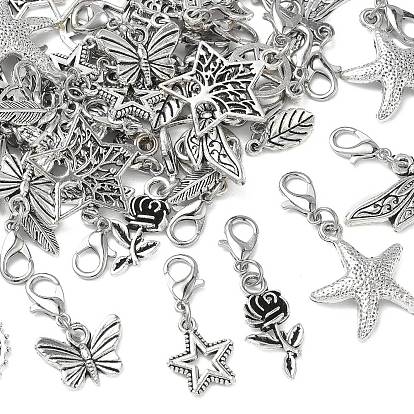 12шт 6 стиль сплав подвесные украшения, Сплав с застежками когтя омара, разнообразные