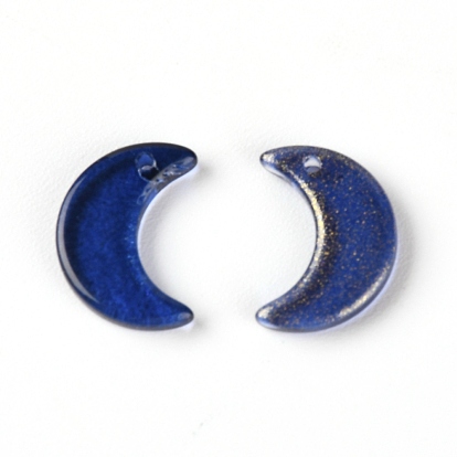 Pendentifs en verre, accessoires de bricolage pour la fabrication de bijoux, avec de la poudre de paillettes, lune
