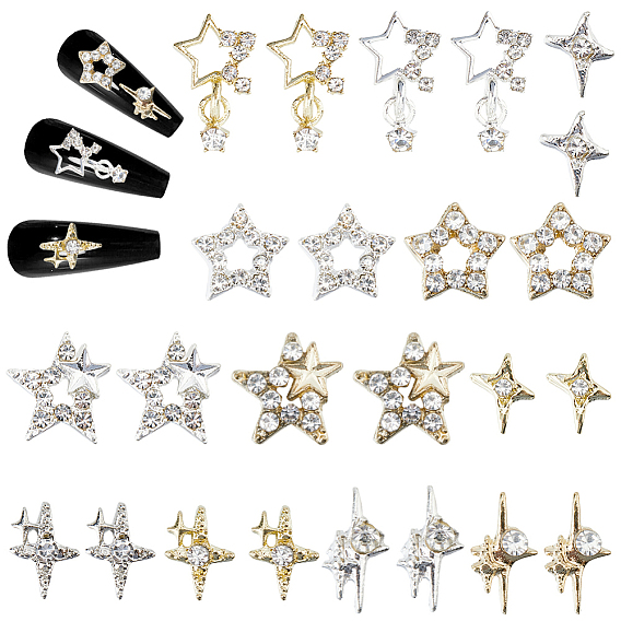 Star-Legierung Strass cabochons, Nagelkunstdekorationen