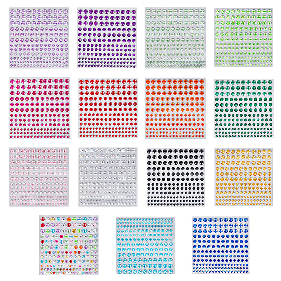 15шт. плоские круглые акриловые наклейки со стразами, diy nail art, украшение мобильного телефона автомобиля