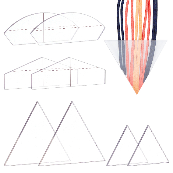 8шт 4 стиль прозрачные акриловые шаблоны для пэчворка, руководство по кожаной бахроме, направляющий шаблон для обрезки бахромы, треугольные, веер и стрелка
