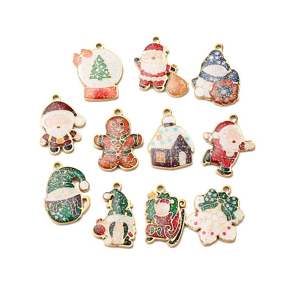 Рождество 304 эмалированные подвески из нержавеющей стали, с напудренным золотом, ионное покрытие (ip), без кадмия, без никеля и без свинца