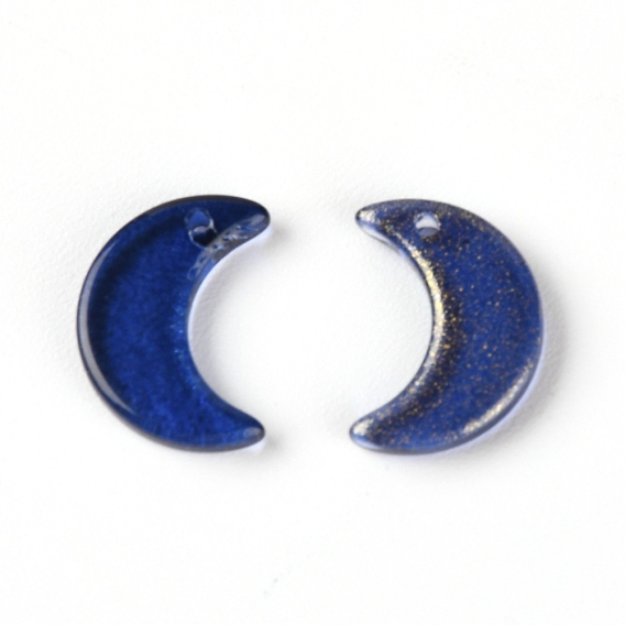 Glass Pendants, DIY Accessories for Jewelry Making, with Glitter Powder, Moon