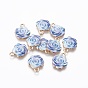 Plaqué or pendentifs en alliage d'émail, fleur, 17x14x2mm, Trou: 1.5mm