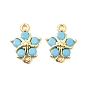 Подвески из латуни со стеклянным креплением, цветок ссылки, Небесно-голубой