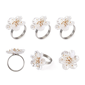 Alloy Napkin Rings, with Plastic Flower, Napkin Holder Adornment, Restaurant Daily Accessiroes, Flower