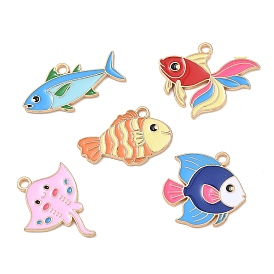 Pendentifs en alliage, charmes de poissons, or et de lumière
