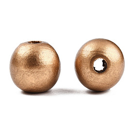 Окрашенные натуральные европейские бусины из древесины схимы, круглые, бусины с большим отверстием, без свинца