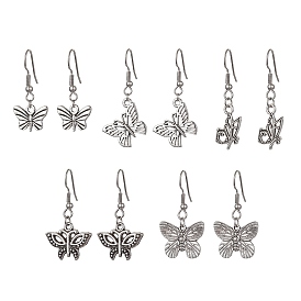 Alloy Butterfly Dangle Earrings with 304 Stainless Steel Pins for Women