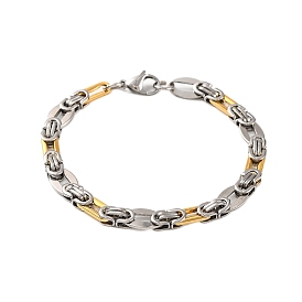 304 Stainless Steel Oval Byzantine Chain Bracelets, with 201 Stainless Steeel Findings