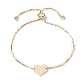 Adjustable Brass Slider Bracelets, Heart