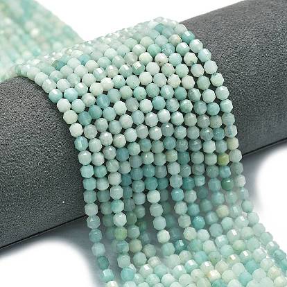 Натуральный цветок амазонитовые бусины пряди, энергетическая призматическая огранка с двойными концами бусины, граненые двухконусные
