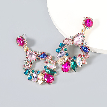 Vintage Geometric Glass Crystal Earrings for Women Bohemian Party Jewelry