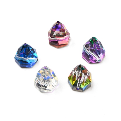 Flat Back K9 Glass Rhinestone Charms, Back Plated, Cone, Faceted