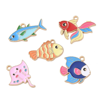 Alloy Pendants, Fish Charms, Light Gold