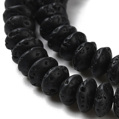 Natural Lava Rock Beads Strands, Saucer Beads, Rondelle