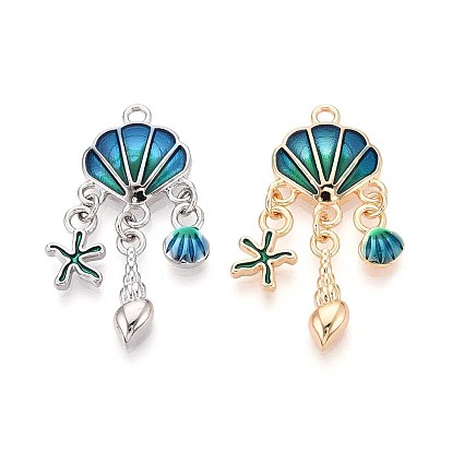 Латунь эмаль подвески, ракушка с подвеской в виде морской звезды