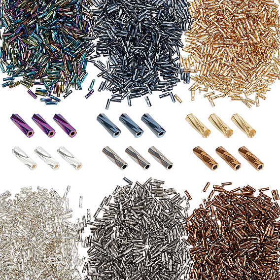 3000 шт. 6 цвета стеклянные витые бусины стеклярус, металлических цветов