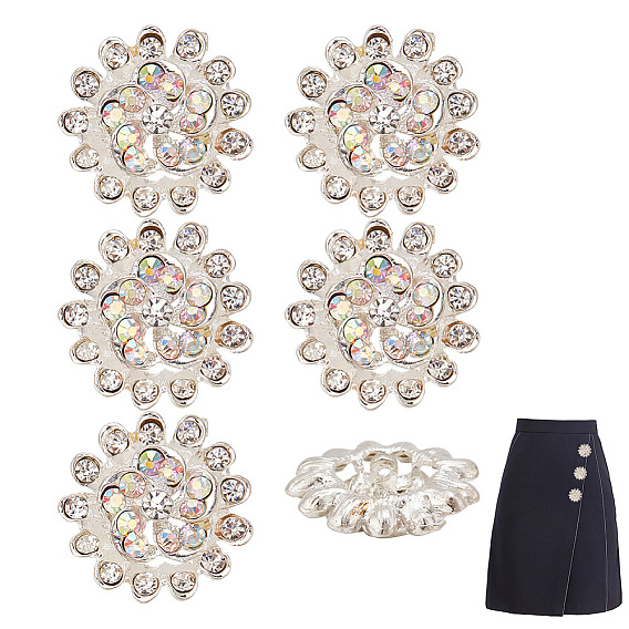 6 шт. 1 пуговицы из сплава со стразами и отверстиями, аксессуары для одежды, цветок