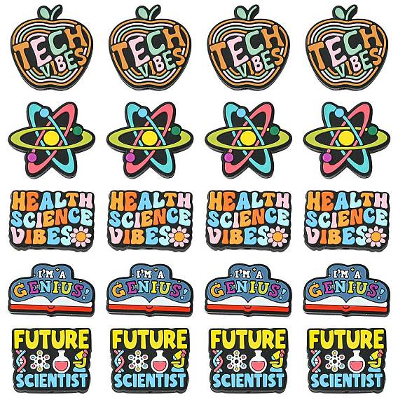 20Pcs 5 Styles Food Grade Eco-Friendly Silicone Beads, Colorful