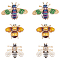 6 шт. 3 стили пчелы эмалевые булавки, штыри отворотом сплава горного хрусталя для одежды рюкзака