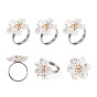 Alloy Napkin Rings, with Plastic Flower, Napkin Holder Adornment, Restaurant Daily Accessiroes, Flower