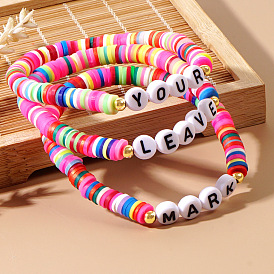 Bohemian Style Handmade Polymer Clay Heishi Beads Stretch Bracelets Sets