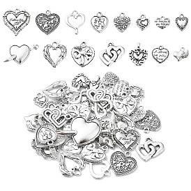 45Pcs 15 Styles Tibetan Styles Alloy Pendants, Mixed Shapes