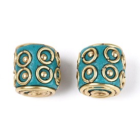 Индонезийские бусины ручной работы, колонка, с негальванизированной латунью