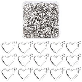 250шт. 304 подвески из нержавеющей стали открытые, сердце