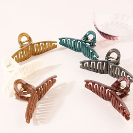 Morandi Color Plastic Hair Claw Clip with Ribbon, Fashionable and Simple Hair Accessory for Autumn/Winter, Large Size.
