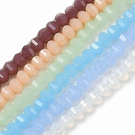 Стеклянные бусины, имитация нефрита , рондель, граненые