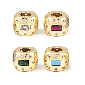 Латунные микро проложить Цирконий Европейский бисером, круглые, бусины с большим отверстием, долговечный, стойки покрытие, без свинца и без кадмия, реальный 18 k позолоченный