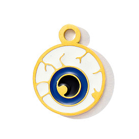 304 нержавеющей стальной эмали подвески, Злые чары глаз, ионное покрытие (ip), реальный 18 k позолоченный