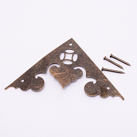 Iron Box Corner Protectors, with Screws, For Furniture Jewelry Box Decoration, Triangle
