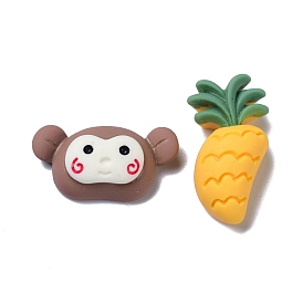 Opaque Resin Cabochons, for DIY Decoration, Monkey & Pineapple