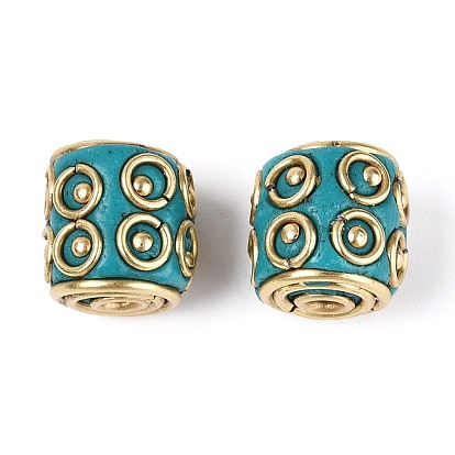 Индонезийские бусины ручной работы, колонка, с негальванизированной латунью