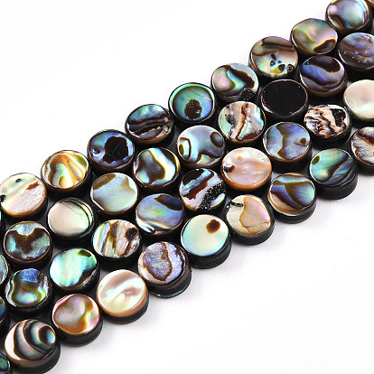 Природные пауа стеклянные бусы нити, плоско-круглые