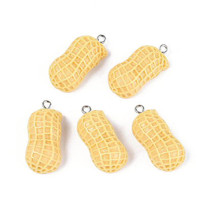 Непрозрачные подвески смолы, арахисовое очарование, с платиново-железными петлями